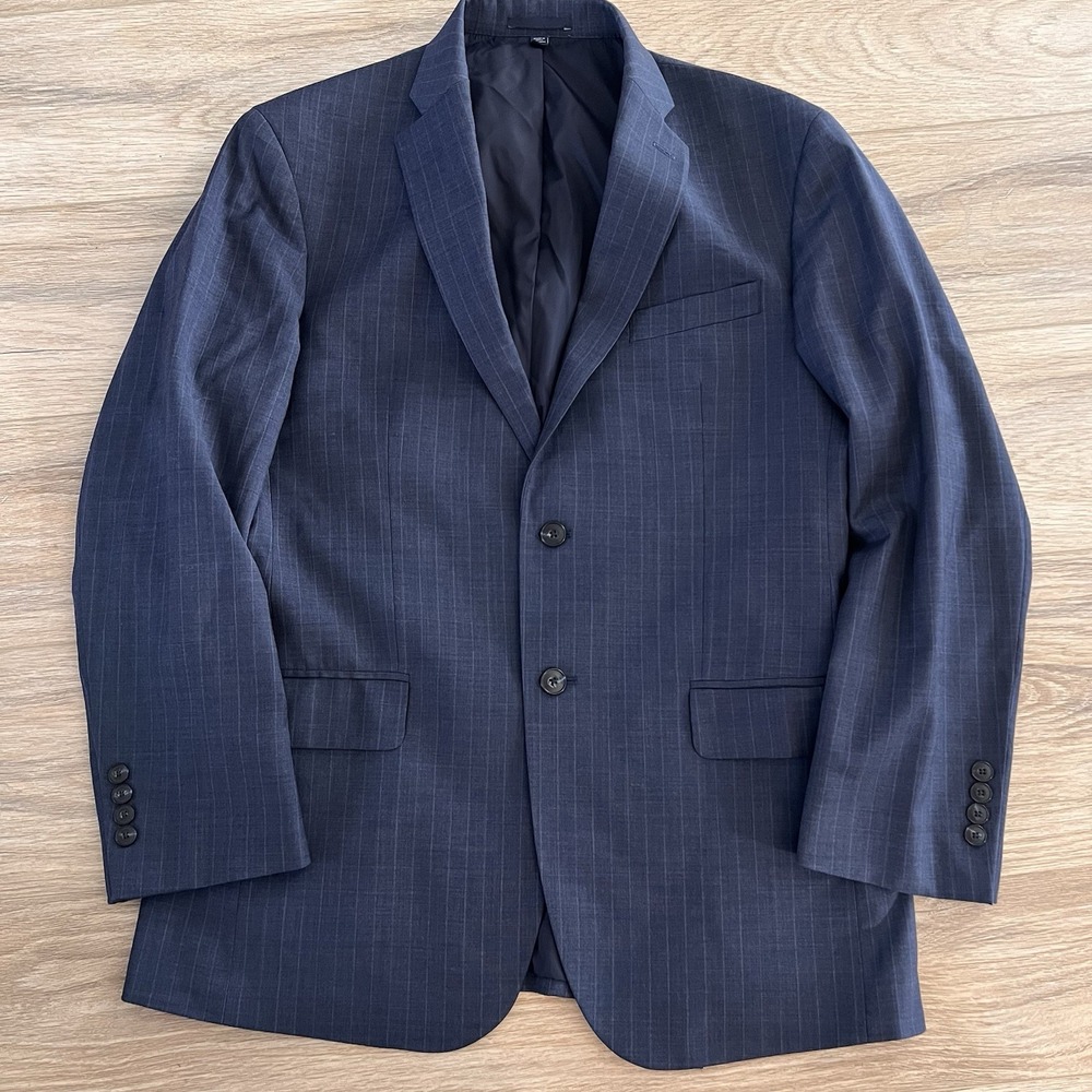 Jos A Bank Men's Brrr Comfort Plaid 40R Blazer Jacket Wool Spandex Stretch Blue - Picture 2 of 10